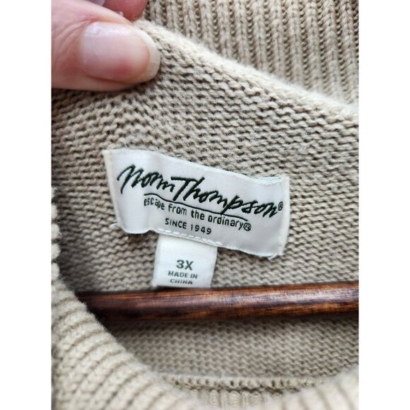 VTG Norm Thompson Womens Tan Fox Print Turtleneck Sweater 3X Cotton Blend - Picture 2 of 4